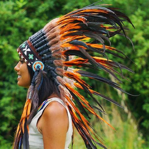 Orange Native American Headdress - 75cm – Indian Headdress - Novum Crafts