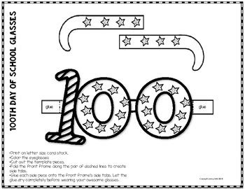 100th Day of School Glasses FREEBIE by Loving Math | TPT