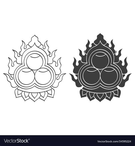 Triratna symbol three jewels buddhism Royalty Free Vector