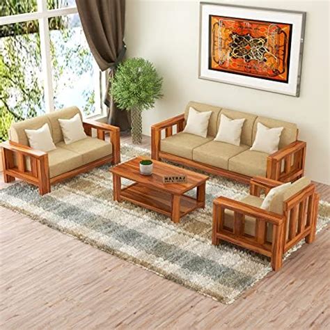 Buy NATRAJ ART & CRAFT Sheesham Wood 6 Seater Sofa Set for Living Room Wooden Sofa Set for ...