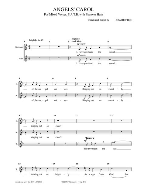 ANGELS CAROL - John Rutter Sheet music for Soprano, Tenor, Alto, Bass (Choral) | Musescore.com