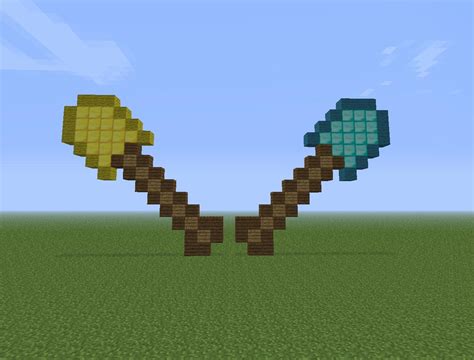 Pixel Art Shovels (Diamond and Golden Minecraft Project