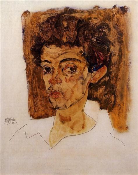 Self Portrait with Brown Background, 1912 - Egon Schiele - WikiArt.org