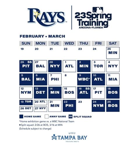 Tampa Bay Rays Announce 2023 Spring Training Schedule For 15th Season ...