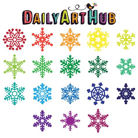 Colorful Snowflakes Clip Art Set – Daily Art Hub – Free Clip Art Everyday