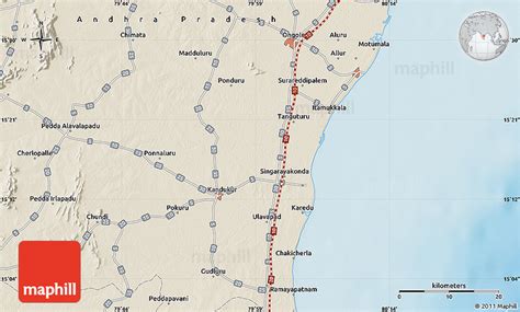 Shaded Relief Map of Ongole