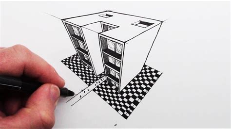 How to Draw using 3-Point Perspective: Simple Buildings | 3 point perspective, Perspective ...