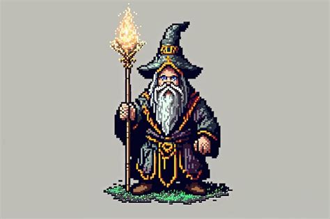 Premium AI Image | Pixel art wizard character for RPG game character in ...