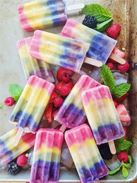 Healthy Rainbow Fruit Popsicles - The Hint of Rosemary