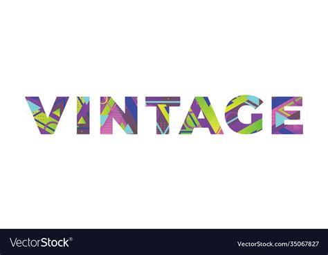 Vintage concept retro colorful word art Royalty Free Vector