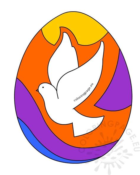 Colored Easter egg with dove of peace – Coloring Page