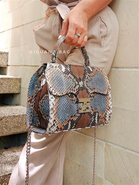 Genuine Python blue handbag Exotic Snakeskin leather bag | Etsy