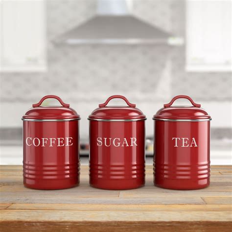 Buy Barnyard Designs Red Canister Sets for Kitchen Counter, Vintage Kitchen Canisters, Country ...