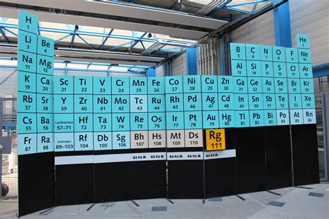 Image: Backdrop for presentation of Röntgenium, element 111, at GSI Darmstadt