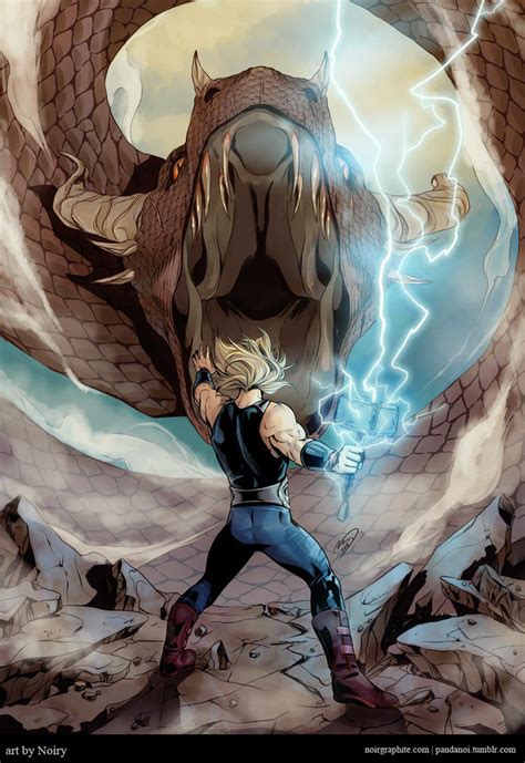 Thor VS Jormungandr by Noiry on DeviantArt