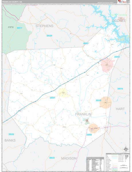 Franklin County, GA Wall Map Premium Style by MarketMAPS - MapSales