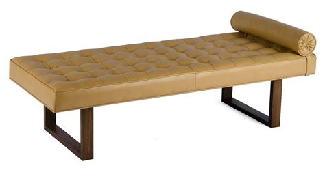 Retro - Modern Tufted Leather Daybed, Lounge Chaise, Bench