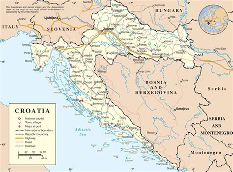 Croatia road map - Driving map of croatia (Southern Europe - Europe)