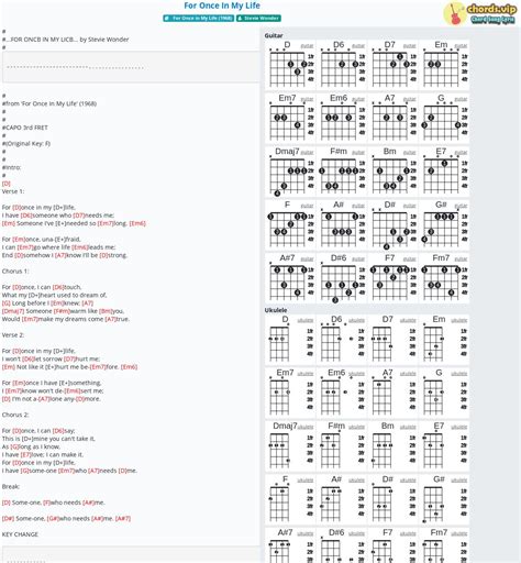 Chord: For Once In My Life - tab, song lyric, sheet, guitar, ukulele ...