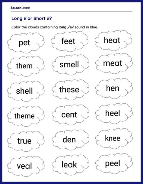 Long Vowel Sounds Worksheets for Kids Online - SplashLearn