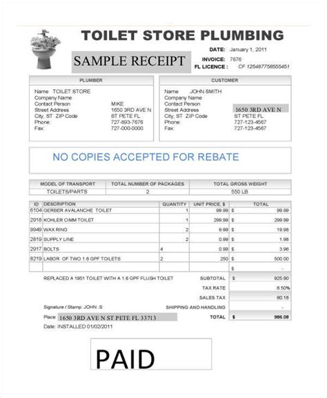 FREE 5+ Plumbing Invoices in MS Word | PDF