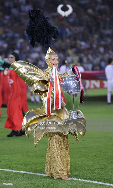 The Champions League trophy during the opening ceremony before the ...