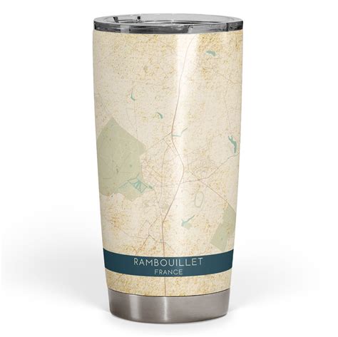 Vintage Rambouillet France Map Tumbler - 20oz Stainless Steel Travel Tumbler - Custom Maps & Posters