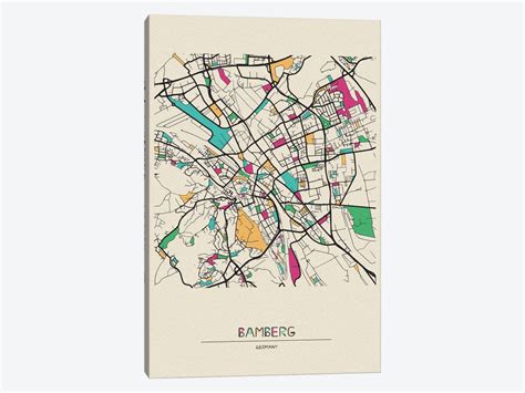 Bamberg, Germany Map Art Print by Ayse Deniz Akerman | iCanvas