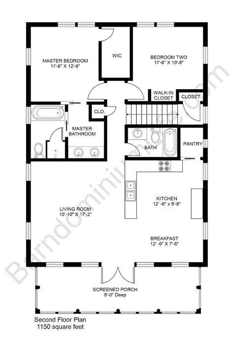 2 Bedroom Barndominium Floor Plans