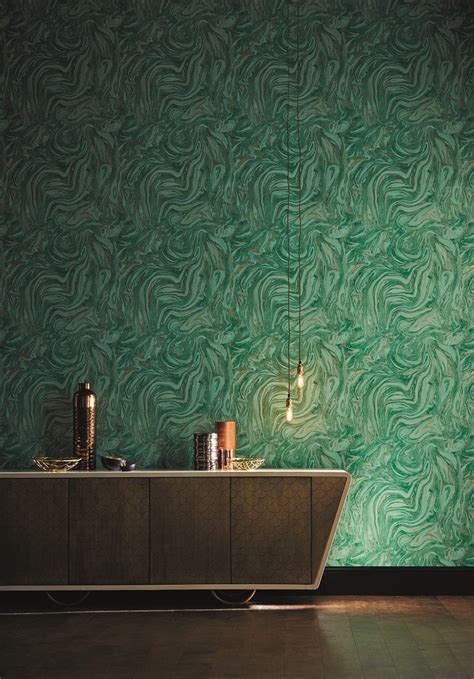 Bright emerald green marble effect wallpaper design by Harlequin ...