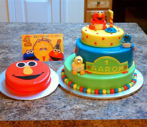 Sesame Street Theme Cake With Elmo Smash Cake. - CakeCentral.com