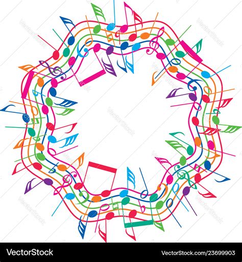 Round colorful background of music notes Vector Image