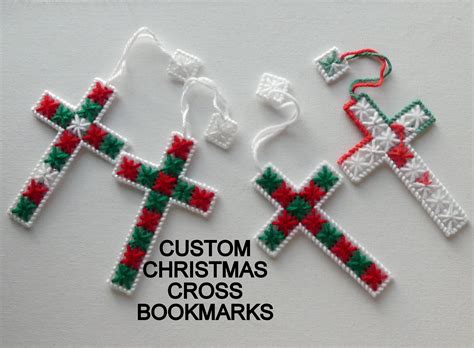 Christmas Cross Bookmarks Custom Cross Bookmarks Bold | Etsy | Plastic canvas patterns free ...