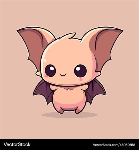 Little cartoon kawaii anime bat Royalty Free Vector Image