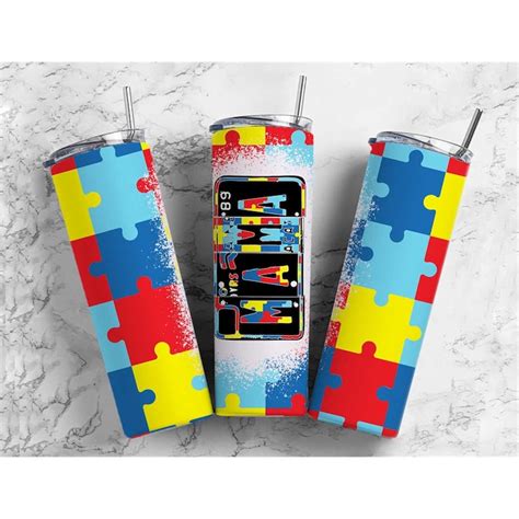 Autism Puzzle 20oz Sublimation Tumbler Designs,Mama Number P - Inspire Uplift