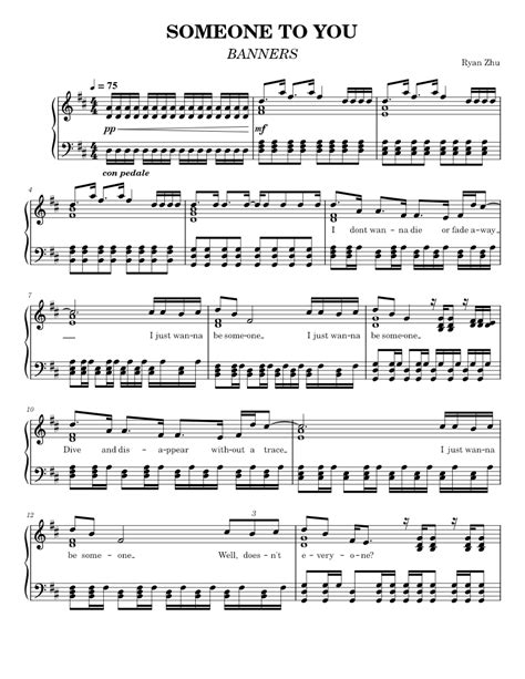 Banners - Someone To You (Piano Arrangement) Sheet music for Piano ...