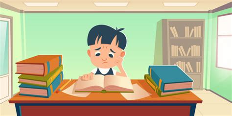 Tired sad student having stress study Royalty Free Vector