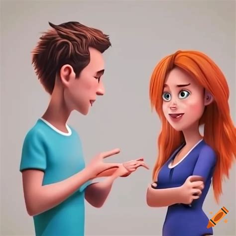 Animated cartoon characters having a conversation