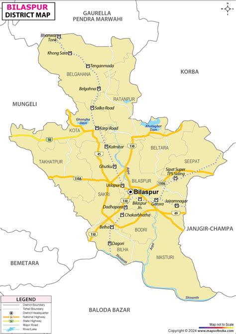 Bilaspur District Map Chhattisgarh