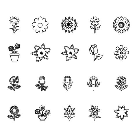 Silhouettes of simple vector flowers. :: Behance
