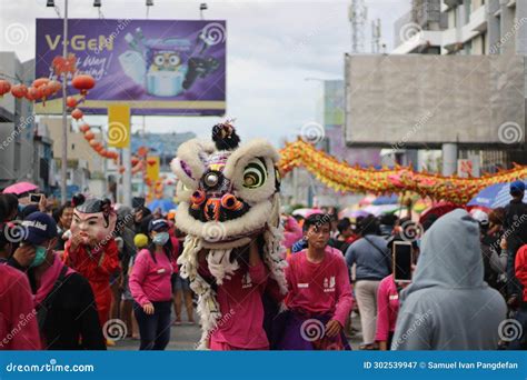 White Lion Dance during Cap Go Meh Celebration in Pontianak. Editorial Photography - Image of ...