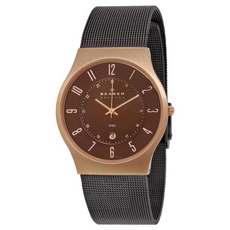 Skagen Brown Dial Brown Mesh Band Men's Watch 233XLRDD - Steel - Skagen - Watches - Jomashop