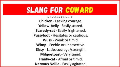 20+ Slang for Coward (Their Uses & Meanings) - EngDic