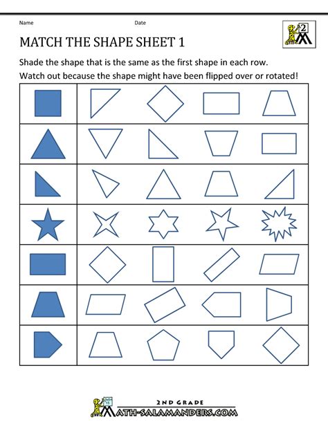 Transformation Geometry Worksheets 2nd Grade