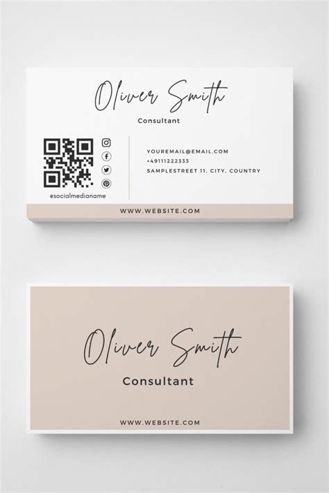 Beige QR Code Business Card Template Instant Digital - Etsy.de in 2023 | Qr code business card ...