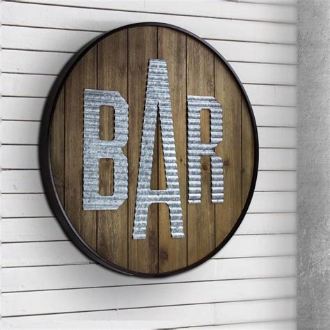 Crystal Art Gallery Round Rustic Wood Galvanized Metal Bar Sign ...