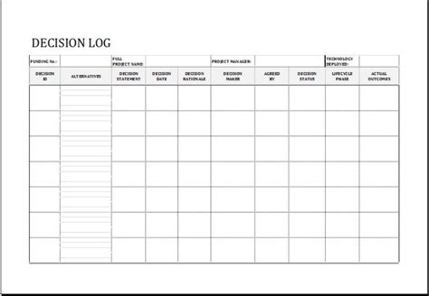 Decision Log Templates | 10+ Free Printable Word, PDF & Excel Formats ...