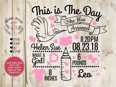 Baby Girl Birth Announcement - Chart | Baby girl birth announcement ...