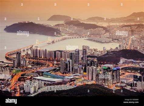 Skyline of Busan, South Korea at night Stock Photo - Alamy