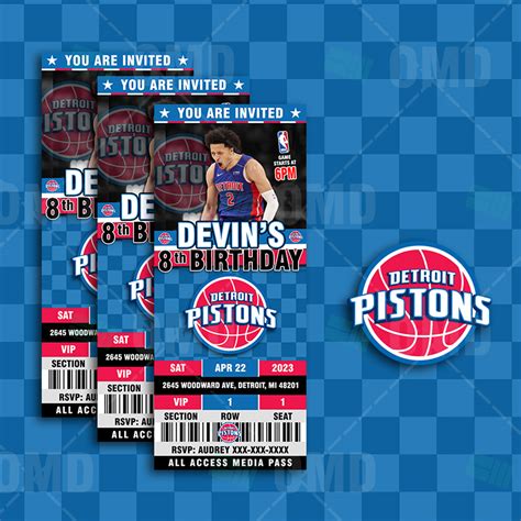 Detroit Pistons Sports Ticket Style Party Invite – Sports Invites